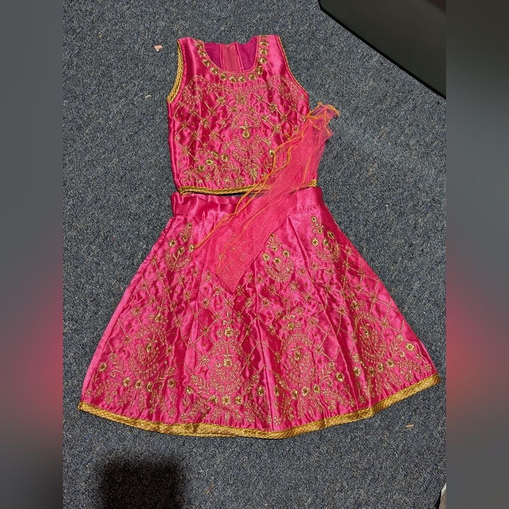 New 3 Pcs Pink Dress Set For Toddler Girl